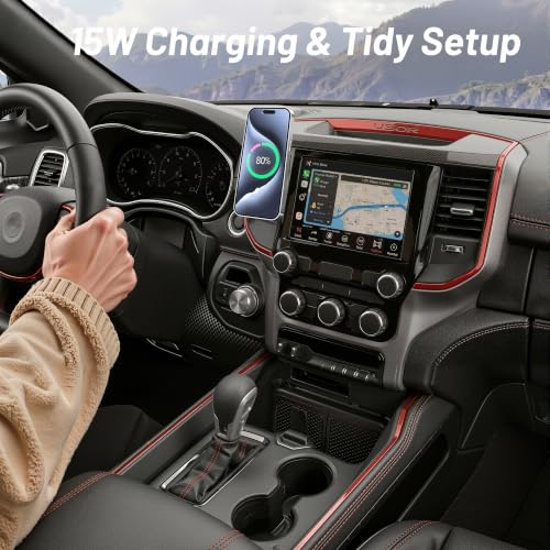 Phone Mount for Dodge Ram 1500(2019-2024, 5" & 8.4" Screen ONLY),15W Wireless Charger,Magnetic Phone Holder,Dashboard Car Holder,360°,Hands-Free,Truck Driver Essentials(Not for Column Shifter) - size: Dodge Ram 1500/2500/3500 | 2019-2024