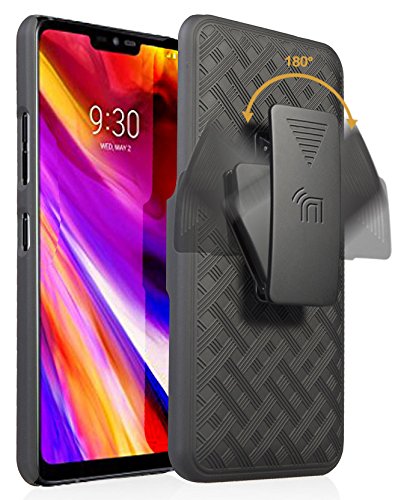 Nakedcellphone Holster Combo for LG G7 ThinQ Phone Case & Belt Clip - Black | Hard Shell and Rotating Holder, Kickstand, Satisfying Texture, Slim, Matte, Also Fits LG G7 Plus / G710