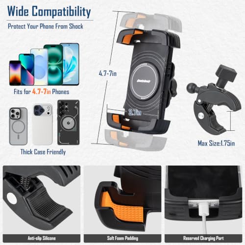 QualyQualy Boat Rail Phone Holder Marine Clamp-On with Sunshade - color: Crab Clamp