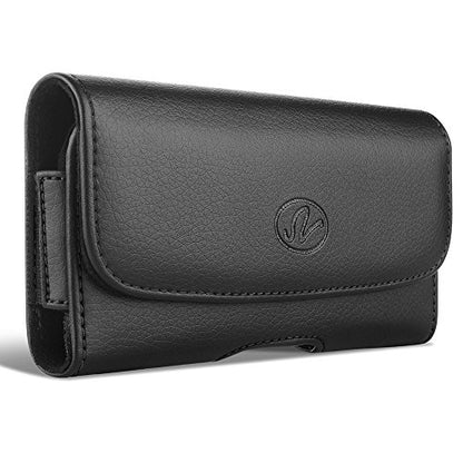 Mobi7e Premium Leather Phone Pouch Holster Large Size Compatible with Moto G Stylus, Moto G 5G, G Power, G Play, G Pure – Belt Clip Case with Loops for Smartphones with Thick Cases
