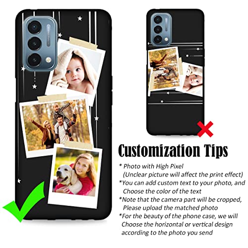 Custom Phone Case for OnePlus Nord N200 5G Photos Pictures Collage Text Name, Customized Personalized Phone Cover Anti-Scratch Soft Protective TPU Black Thin Cases 6.49-inch - color: Black 02 - Stars, 3 Photos