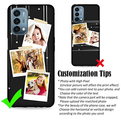 Custom Phone Case for OnePlus Nord N200 5G Photos Pictures Collage Text Name, Customized Personalized Phone Cover Anti-Scratch Soft Protective TPU Black Thin Cases 6.49-inch - color: Black 02 - Stars, 3 Photos