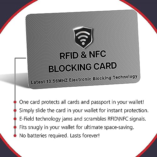 SaiTech IT 5 Pack RFID Blocking Card for Credit Debit ID Card, Grey | Slim Anti-Theft Contactless NFC RFID Blocker Protector, Easily Fit into Wallet and Purse, for Men & Women - color: Grey