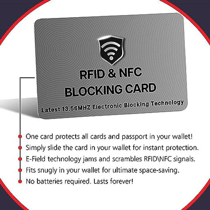 SaiTech IT 5 Pack RFID Blocking Card for Credit Debit ID Card, Grey | Slim Anti-Theft Contactless NFC RFID Blocker Protector, Easily Fit into Wallet and Purse, for Men & Women - color: Grey