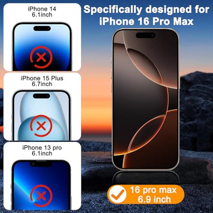 SIBEITU 3+3 Pack Screen Protector for iPhone 16 Pro Max 6.9" Tempered Glass | 3 Pack Screen + 3 Pack Camera Lens Protector, 6.9 Inch HD Clear 9H Hardness, Scratch Resistant, Case Friendly - size: iPhone 16 Pro Max 6.9"