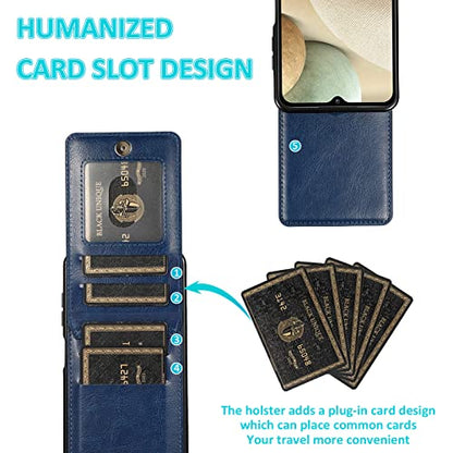 Phone Case for Samsung Galaxy A42 5G with Tempered Glass Screen Protector Credit Card Holder Wallet Cover Stand Leather Cell Accessories Glaxay A 42 G5 Gaxaly 42A S42 4G 2021 Cases Women Men Blue - color: Blue