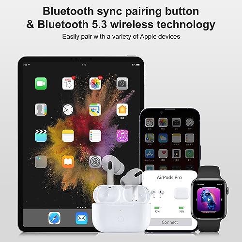 Wireless Charging Case Replacement Compatible with AirPods Pro 1st & 2nd Generation, AirPods Pro 1st & 2nd Charger with Bluetooth Pairing Sync Button