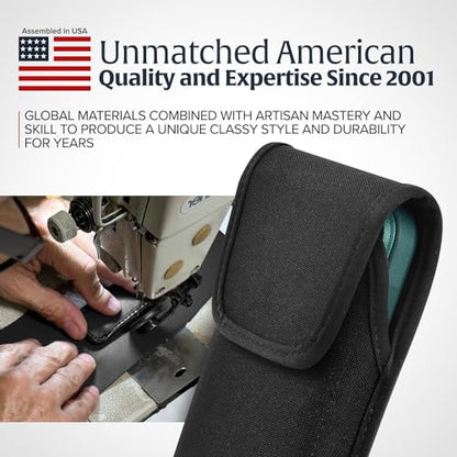 Turtleback Belt Clip for iPhone 16 Pro Max, 15 Pro Max, 14 Pro Max -Medium- Fits w/Shockproof Commuter Style Cases - Premium Black Nylon, Vertical Belt Holder Magnetic Closure, HD Rotating Clip - color: Vertical - Nylon w/ HD Clip, size: Medium