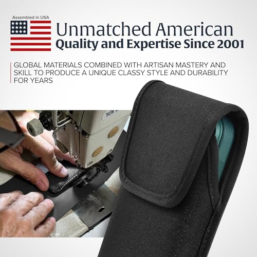 Turtleback Belt Clip for iPhone 16 Pro Max, 15 Pro Max, 14 Pro Max -Medium- Fits w/Shockproof Commuter Style Cases - Premium Black Nylon, Vertical Belt Holder Magnetic Closure, HD Rotating Clip - color: Vertical - Nylon w/ HD Clip, size: Medium
