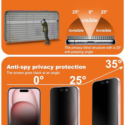 2-Pack Matte Privacy Screen Protector for iPhone 14 Pro / 15/16,Anti-Glare & Anti-Spy,Anti-Fingerprint,Smooth as Silk,Easy Installation, Military-Grade 9H Hardness - size: iPhone 14 Pro / 15 / 16