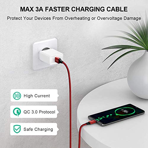 etguuds Long USB to USB C Cable, 12ft USB A to USB C Fast Charger 2-Pack - color: Red