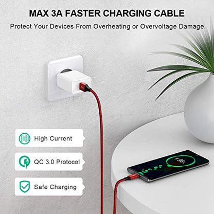 etguuds Long USB to USB C Cable, 12ft USB A to USB C Fast Charger 2-Pack - color: Red