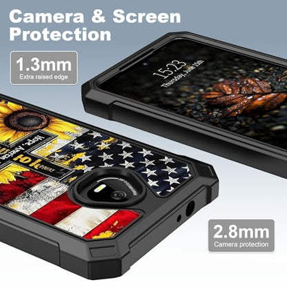for Schok Volt Sv67q Sv67332 Case with Screen Protector, Military Grade Drop Protection, Dual Layer Hybrid Shockproof Protection TPU Phone Case for Schok Volt Sv67q, Cross American - color: Cross American