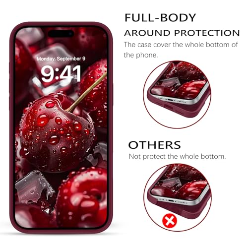 GUAGUA Compatible with iPhone 16 Pro Case 6.3 Inch Liquid Silicone Soft Gel Rubber Slim Thin Microfiber Lining Cushion Texture Cover Shockproof Protective Phone Case for iPhone 16 Pro, Wine Red - color: Wine Red, size: iPhone 16 Pro
