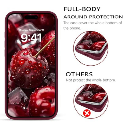 GUAGUA Compatible with iPhone 16 Pro Case 6.3 Inch Liquid Silicone Soft Gel Rubber Slim Thin Microfiber Lining Cushion Texture Cover Shockproof Protective Phone Case for iPhone 16 Pro, Wine Red - color: Wine Red, size: iPhone 16 Pro