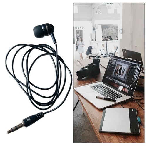 Single Sided 3.5mm Mono in Ear Headset, Noise Isolating Single Side Corded Earbud Headphone for Cell Phones Laptops Notebook Office Call Use