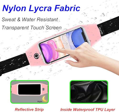 Running Belt,Fanny Pack Fits Phones UP to 6.5" for Women Men,Pink | Belt Bag,Money Belt,Waterproof Workout Waist Pouch Phone Holder with Touchscreen,Gym Running Gift Gear Accessories - color: Pink