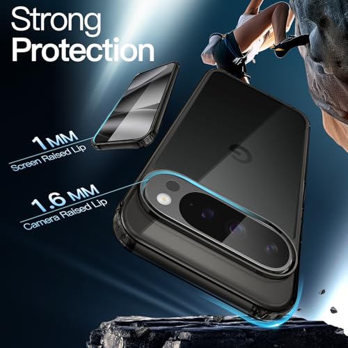 JETech Case for Google Pixel 10/10 Pro, Anti-Yellowing, Obsidian Black | Shockproof Protection, Scratch Resistant Hard PC Back, Durable Transparent TPU Bumper - color: Black, size: Pixel 10/10 Pro