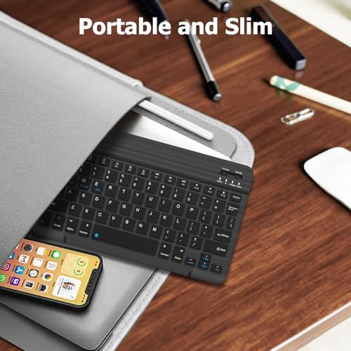 FINTIE 10-Inch Ultrathin Wireless Bluetooth Keyboard, Black | Universal Tablet Phone Keyboard, Rechargeable Battery, Slim Detachable Design, Quiet Scissor Keys, Travel Ready