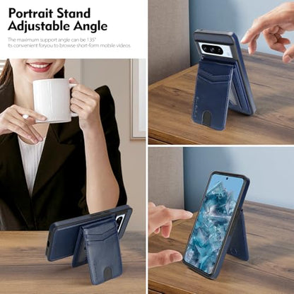 SkyEagle Compatible Magsafe 2 in 1 Detachable Google Pixel 8 Pro Wallet Case with Card Holder Women Men,Magnetic PU Leather RFID Blocking Flip Kickstand Credit Slots,for Pixel 8 Pro 6.7",Blue - color: Blue, size: Google Pixel 8 Pro 6.7"