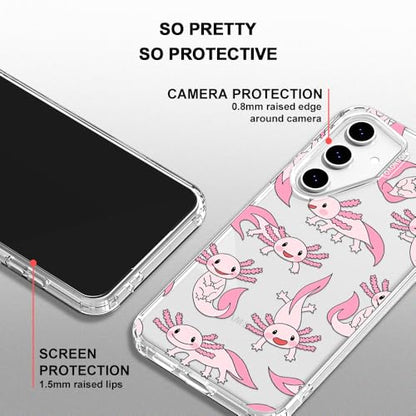 MOSNOVO Case for Samsung Galaxy S24 FE, [Buffertech 6.6ft Military-Grade Drop Protection] [Anti Peel Off Tech] Clear TPU Bumper Phone Case Cover Design - Pink Axolotl - color: Clear - Pink Axolotl, size: Samsung Galaxy S24 FE