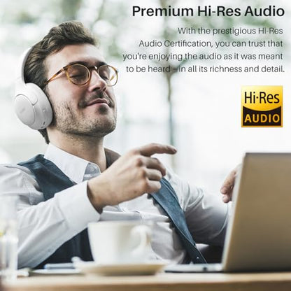 TOZO Hybrid Active Noise Cancelling Headphones, Hi Res Audio - color: White