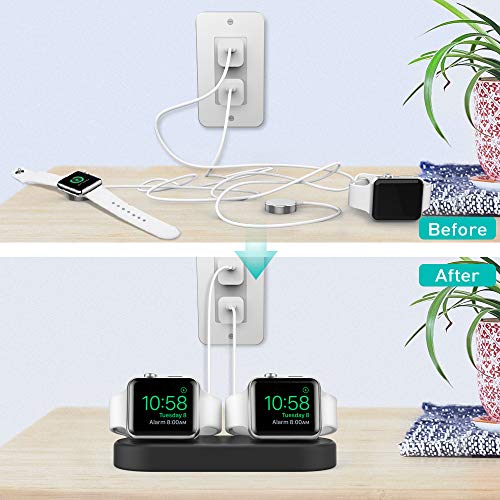 Delidigi for Dual Apple Watch Charger Stand, Charging Cable Not Included - color: Black, Charger Not Included!