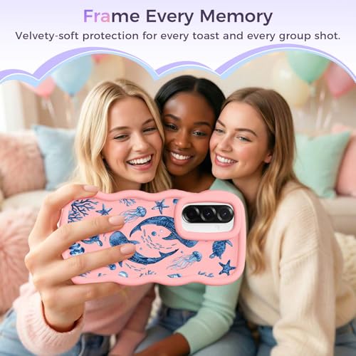 for Galaxy A36 Phone Case, Wavy Soft TPU, Pink-Marine | Wavy Frame Design, Soft Slim TPU, Full Camera Lens Protection, Shockproof Phone Cover - color: Pink-Marine, size: Samsung A36