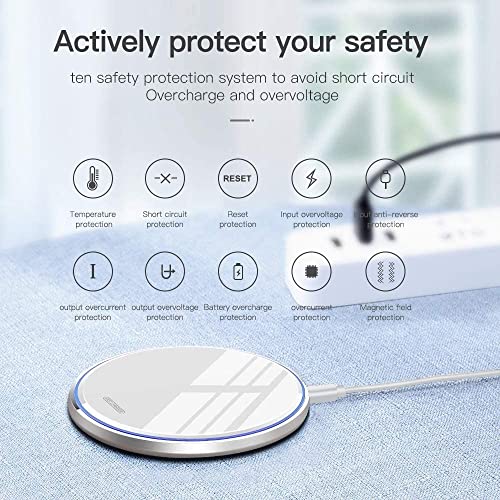 Fast Wireless Charger,25W Wireless Charging Induction Pad for iPhone 18/Duo - color: Mirror White