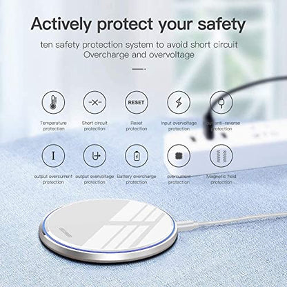 Fast Wireless Charger,25W Wireless Charging Induction Pad for iPhone 18/Duo - color: Mirror White
