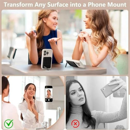 Silicone Suction Phone Mount, Universal Foldable Kickstand Holder for Mirror Glass, Strong Grip Washable Reusable Cell Phone Stand for Hands-Free Video Selfie (Dark Blue) - color: dark blue