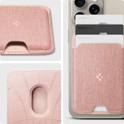 Spigen for MagSafe Wallet, Holds 3 Cards, Strong Magnet, Urban Fit MagFit - color: Fabric Rose Gold, size: 3-Cards
