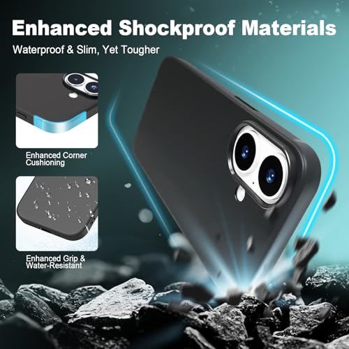 TENOC Phone Case Compatible with iPhone 16 Plus, Black Case Anti-Fingerprint Protective Bumper Matte Cover for 6.7 Inch - color: Black, size: iPhone 16 Plus