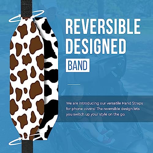 Switchbands Universal Phone Grip Strap – Customizable & Reversible Elastic Phone Strap Grip Holder, Ultra-Slim Finger Strap for Phone Case, Cell Phone Grip for Secure One-Hand Use - Brown & Black Cow