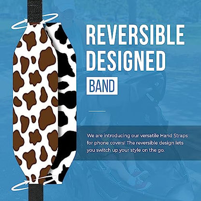 Switchbands Universal Phone Grip Strap – Customizable & Reversible Elastic Phone Strap Grip Holder, Ultra-Slim Finger Strap for Phone Case, Cell Phone Grip for Secure One-Hand Use - Brown & Black Cow