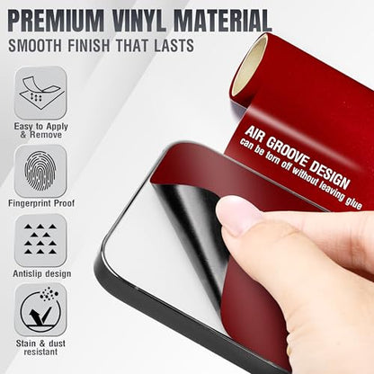 2Pcs Skin Wrap Compatible for iPhone 15 Pro – Slim Decal Vinyl Protective Film for Sides & Back – Sleek Fit, Premium Look – Compatible with All iPhone 15 Pro Cases - Glossy Cherry Red - color: Glossy Cherry Red