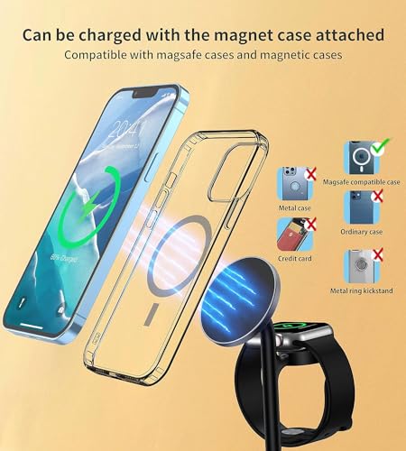 3 in 1 Wireless Charging Station for Apple Devices, Standard 15W Fast Wireless Mag-Safe Charger Stand with 20W Adapter for iPhone 15 14 13 12 Pro Max/Plus/Pro/Mini,iWatch Ultra 1,2 Series 9, AirPods - color: Black