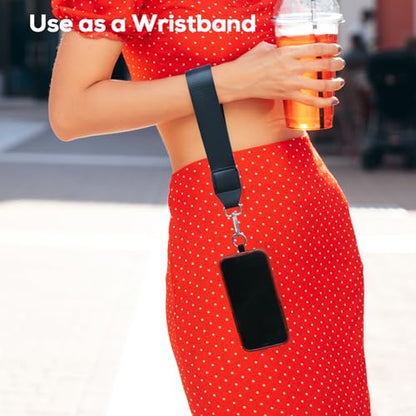 Clip and Go Phone Strap with Wallet Crossbody, Phone Chain Cross Body with Detachable Zippered Pouch, Phone Lanyard with Purse, Adjustable Mobile Strap (Black) - color: Black