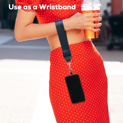 Clip and Go Phone Strap with Wallet Crossbody, Phone Chain Cross Body with Detachable Zippered Pouch, Phone Lanyard with Purse, Adjustable Mobile Strap (Black) - color: Black