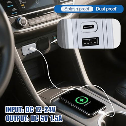 2 Pack RV USB Outlet 12V-24V Wall Mount, Dual USB Charger, USB-A & USB-C Output 5V 1.5A, Automotive USB Outlet Socket Adapter for RV Marine Boat Bus ATV Motorcycle Truck(Silver) - color: Silver