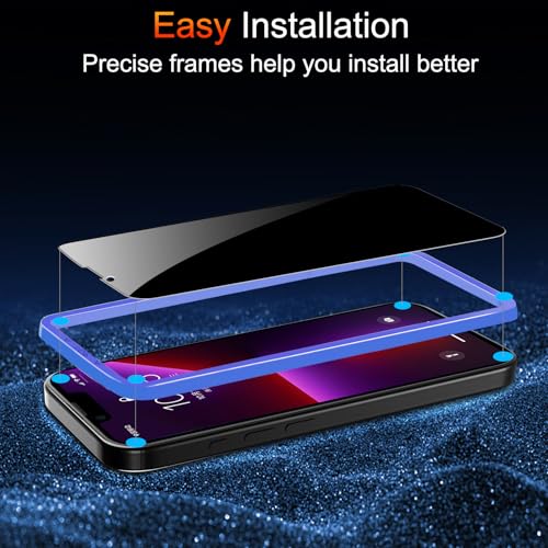 TZGZT Privacy Screen Protectors for iPhone 13 Pro Max, Tempered Glass,HD - color: iPhone 13 Pro Max-3+3Pack-Black