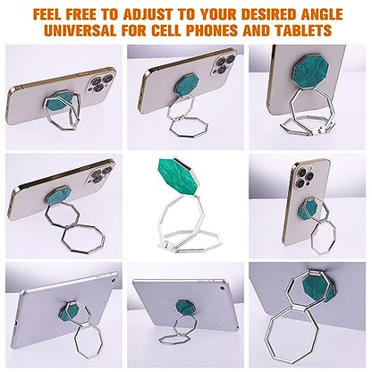 cobee Cell Phone Ring Holder Finger Kickstand, 360° Rotation Metal Cellphone Back Grip Foldable Cell Phone Stand Adjustable Phone Holder Compatible with Most Smartphones(Silver Marbling) - color: Silver Marbling