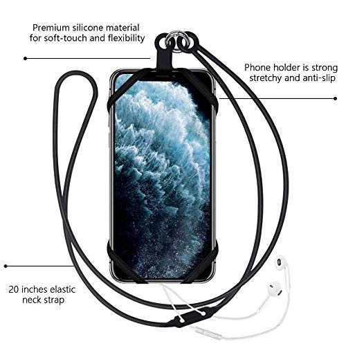 Universal Phone Lanyard Holder and Ring Grip, Silicone Cell Phone Lanyard Neck Strap and Phone Ring Holder Stand Compatible with Most Smartphones