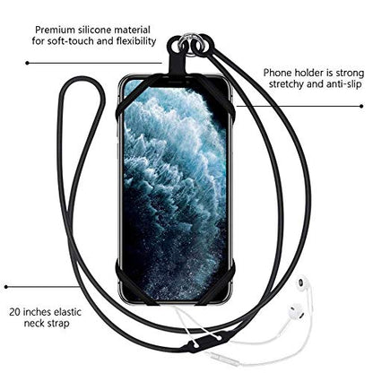 Universal Phone Lanyard Holder and Ring Grip, Silicone Cell Phone Lanyard Neck Strap and Phone Ring Holder Stand Compatible with Most Smartphones