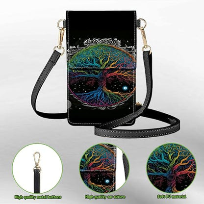Small Crossbody Bags with Adjustable Shoulder Strap - color: Art Color Tree