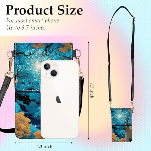 Small Crossbody Bags for Women Touchscreen Cell Phone Bag Cross Body Purses with adjustable Strap,Gifts For Teenage Girls - color: Night Forest sky