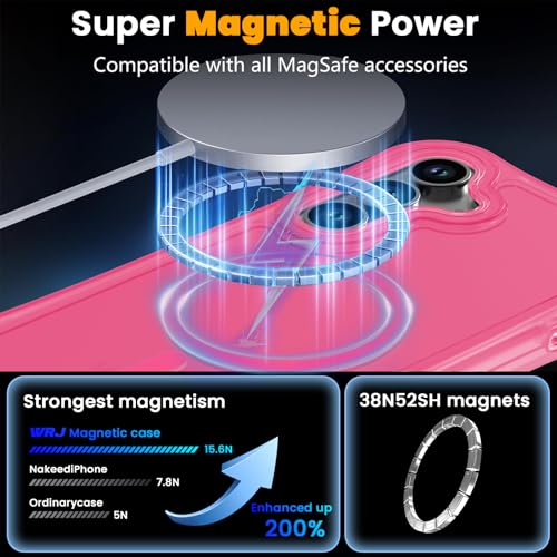 WRJ Magnetic Matte for Samsung Galaxy S26 FE Case,Samsung S25 FE Case [Fit for MagSafe][Military Grade Drop Protection] Translucent Shockproof Protective Phone Case-Hot Pink - color: Hot Pink, style: Matte