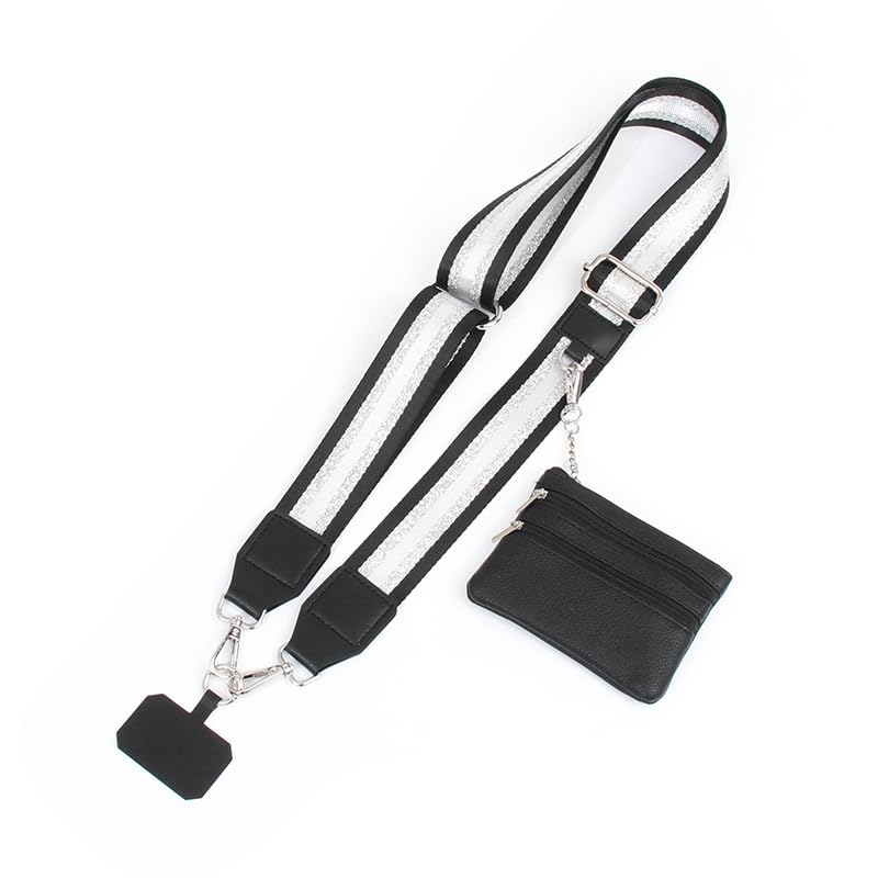 Clip and Go Strap for Phone with Wallet Crossbody - color: Silver-black