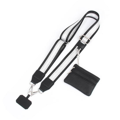 Clip and Go Strap for Phone with Wallet Crossbody - color: Silver-black