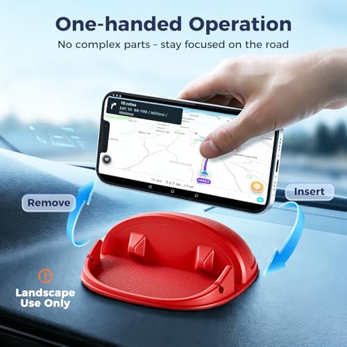 Loncaster Car Phone Holder, Car Phone Mount Silicone Car Pad Mat for Various Dashboards, Slip Free Desk Phone Stand Compatible with iPhone, Samsung, Android Smartphones, GPS Devices and More (Red) - color: Red-1pack
